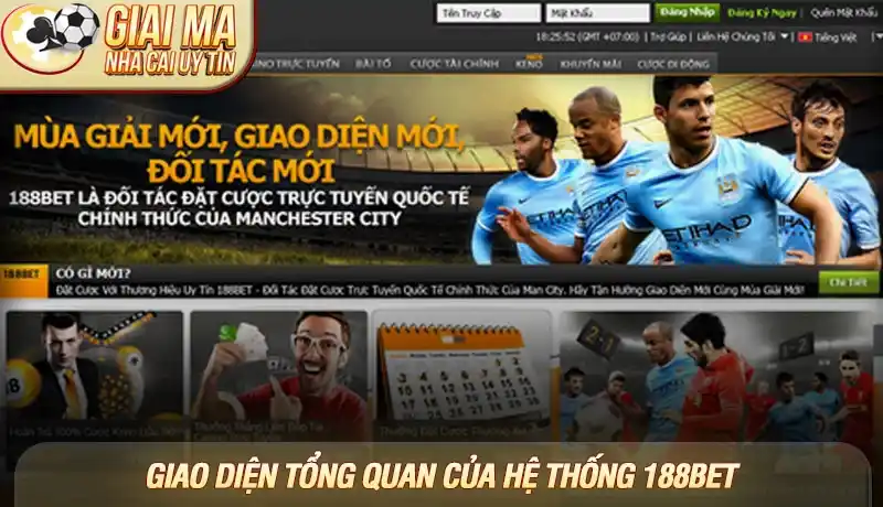 Giao diện tổng quan của hệ thống 188bet