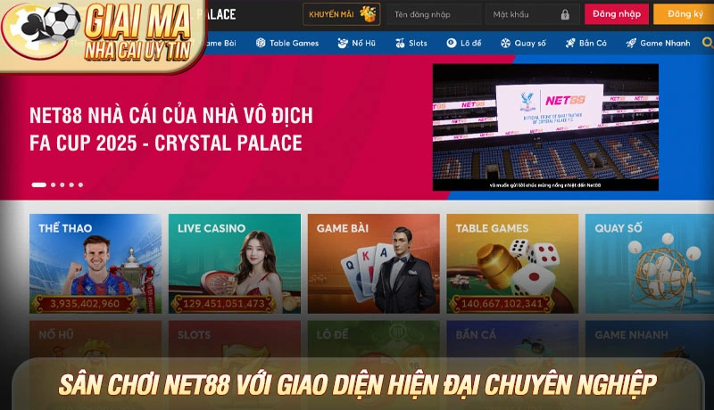 Sân chơi Net88 với giao diện hiện đại, chuyên nghiệp
