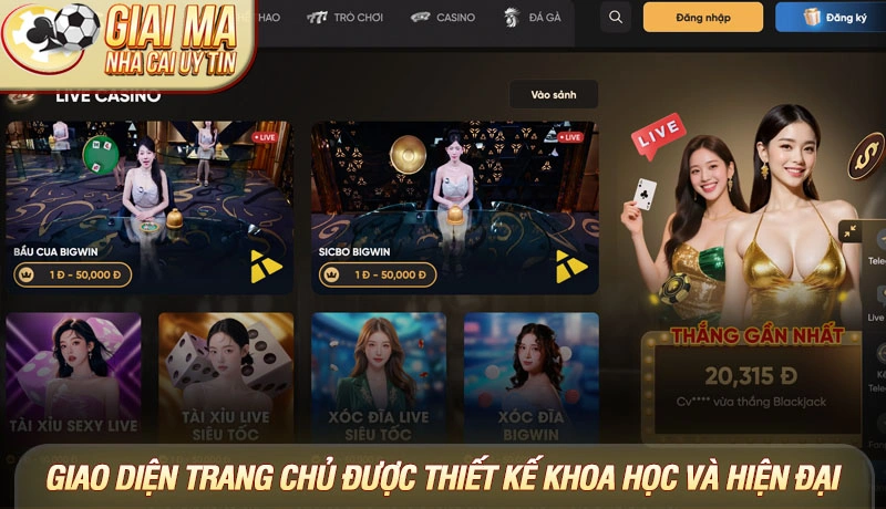 Giao diện trang chủ được thiết kế khoa học và hiện đại