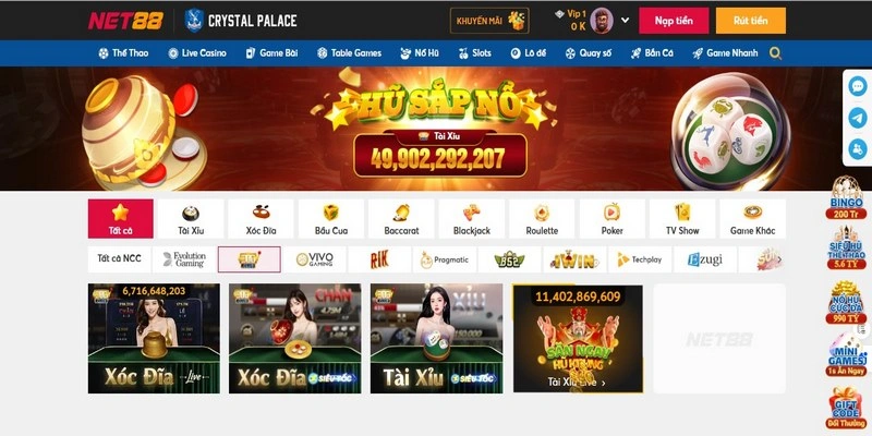 Các sảnh casino hàng đầu tại Net88