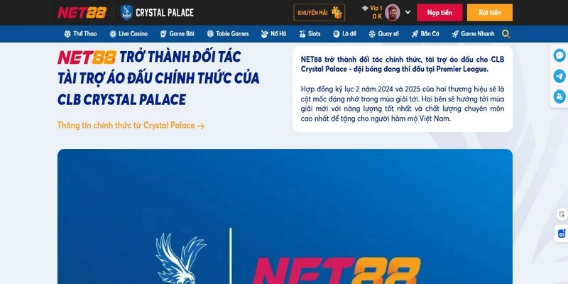 Vai trò của Net88 với thành công của Crystal Palace