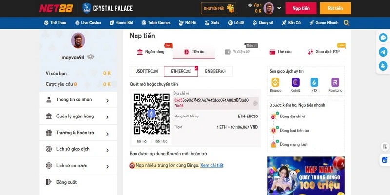 Điều kiện khi nạp tiền điện tử tại Net88