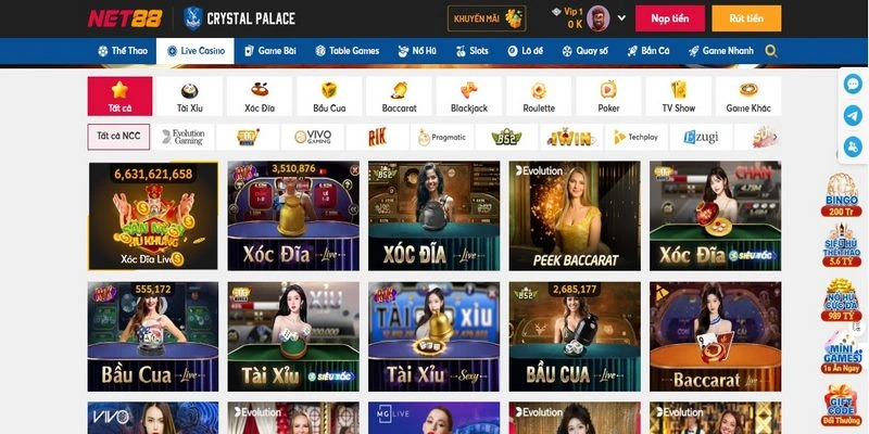 Giới thiệu hệ thống game Casino tại Net88