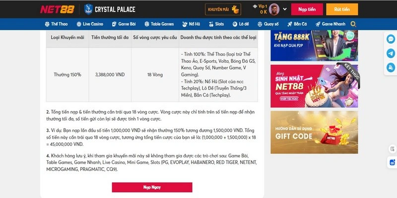 Hướng dẫn nhận thưởng nạp đầu tặng 150% và hoàn tất vòng cược