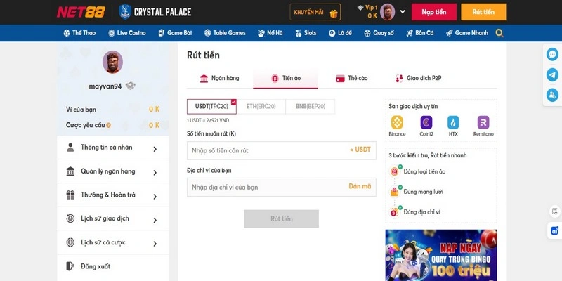 Net88 cho phép rút tiền tối đa 299.000.000/lần