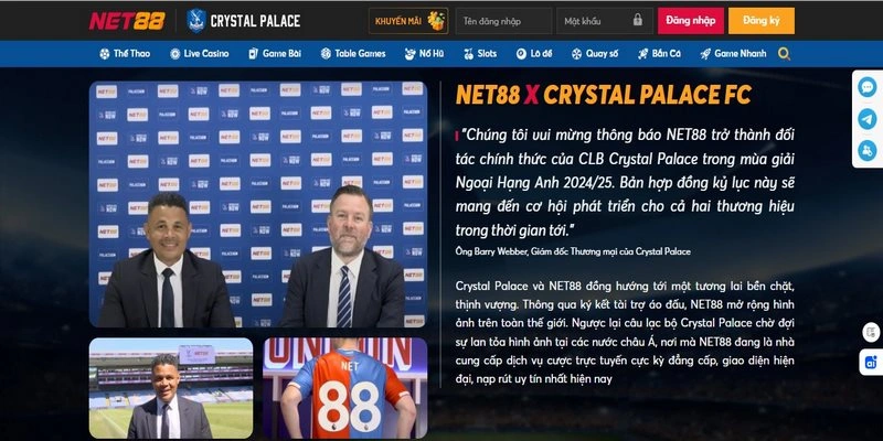 Net88 Là Nhà Tài Trợ Chính Thức Của CLB Crystal Palace 3 Net88 là nhà tài trợ của Crystal Palace có ảnh hưởng lớn