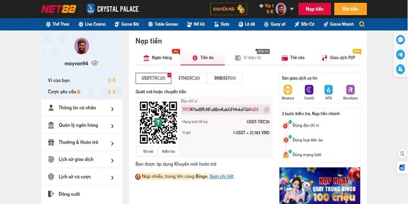 Net88 – Nạp Tiền Siêu Tốc, An Toàn Tối Đa 299.000.000/Lần 2 Những phương thức nạp tiền hợp lệ tại NET88